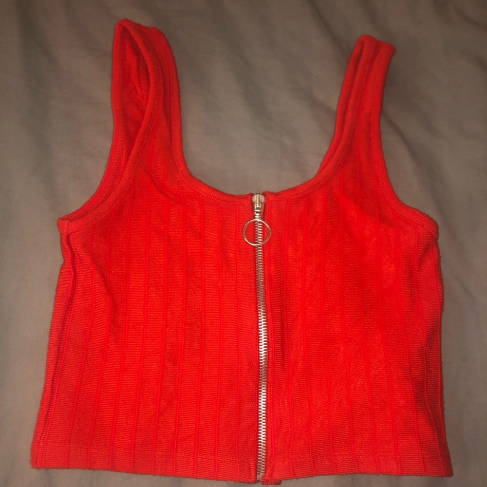 Bershka down red tank top